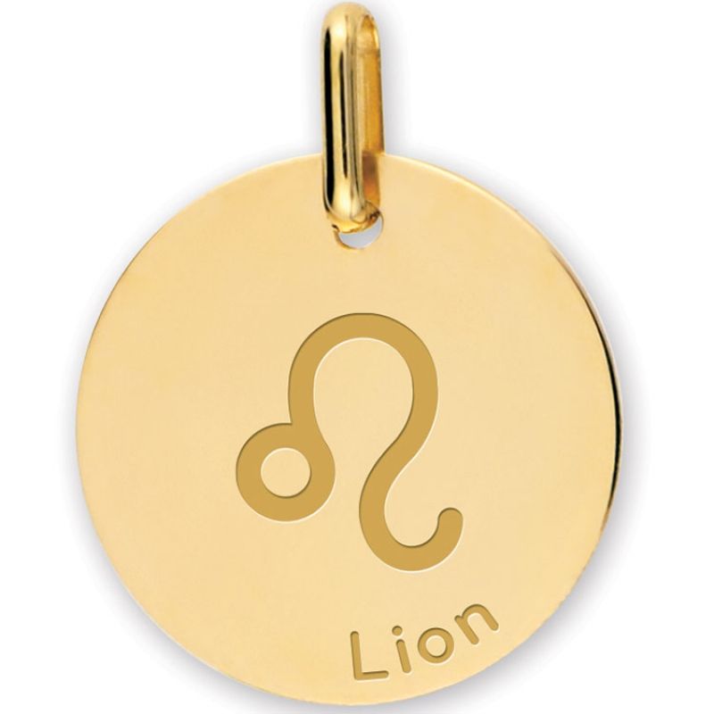 Médaille zodiaque Lion personnalisable (or jaune 375°) Lucas Lucor