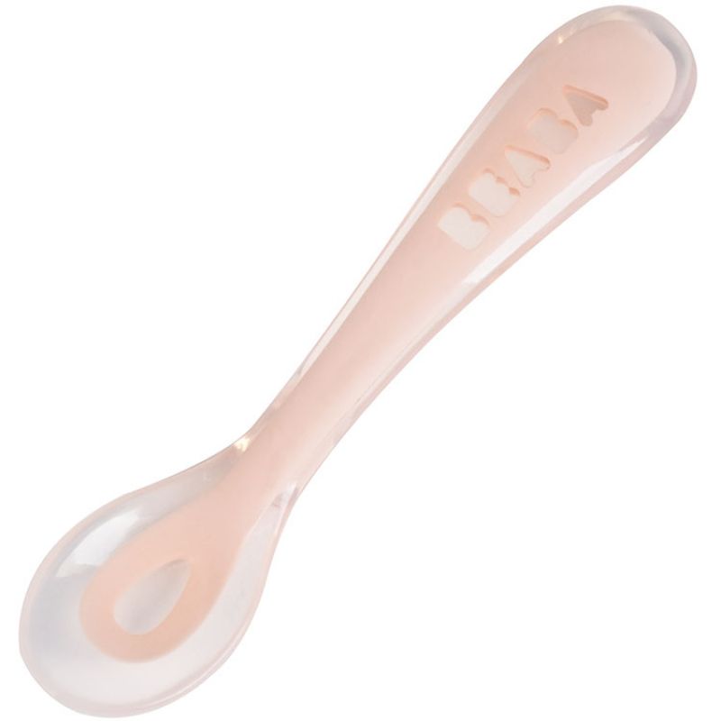 Cuillère en silicone 2ème âge rose Béaba