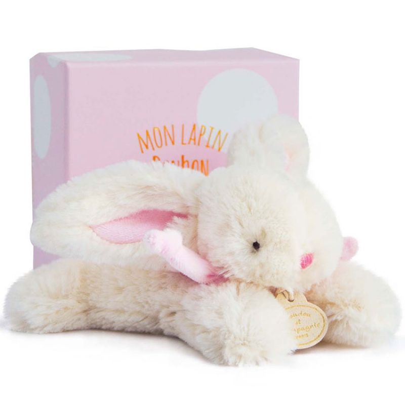 Coffret peluche lapin rose Bonbon (16 cm) Doudou et Compagnie