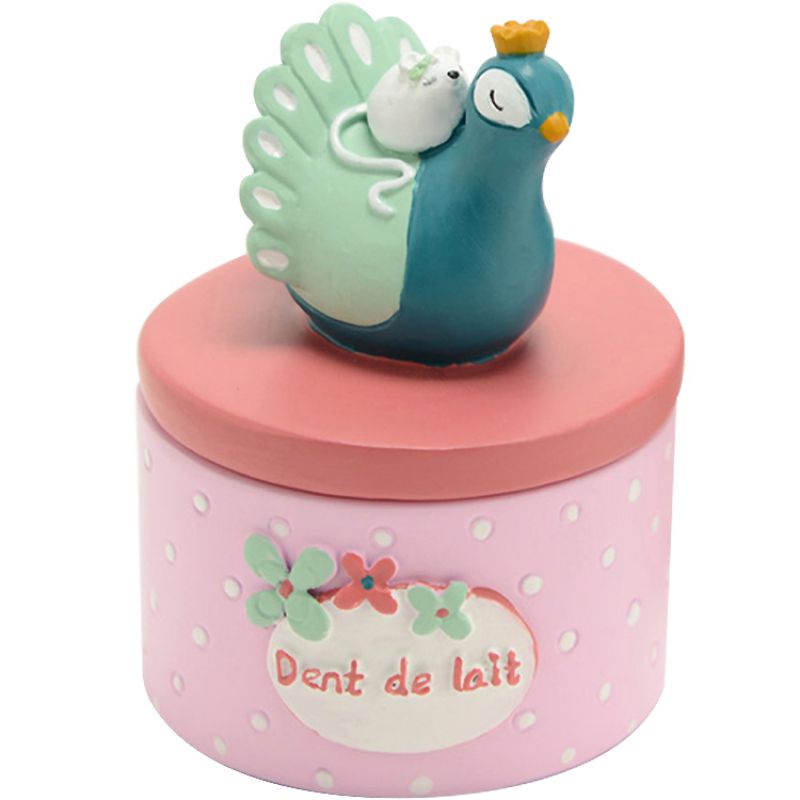Boîte à dents Jade le paon bleu et rose Amadeus Les Petits