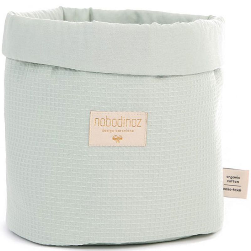 Panier de toilette Panda Nid d'abeille coton bio Aqua (20 x 24 cm) Nobodinoz