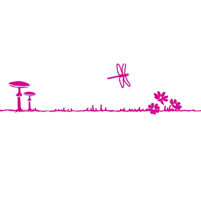 Frise adhésive pique-nique dans l'herbe fuchsia (5 m) Mimi'lou