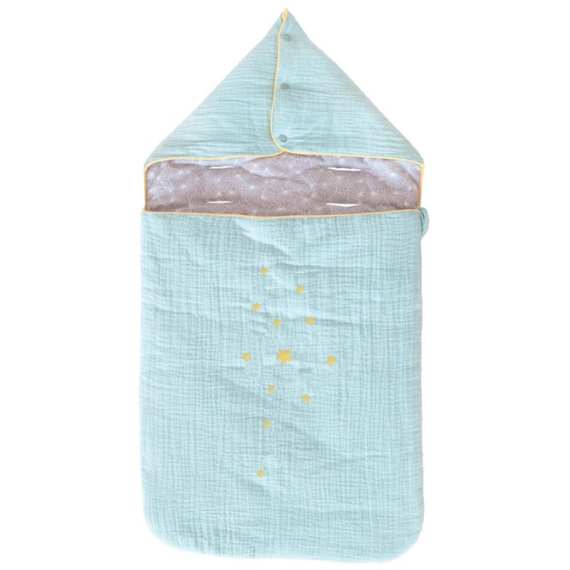 Nid d'ange réversible passe sangle Demi Lune bleu (80 cm) Domiva