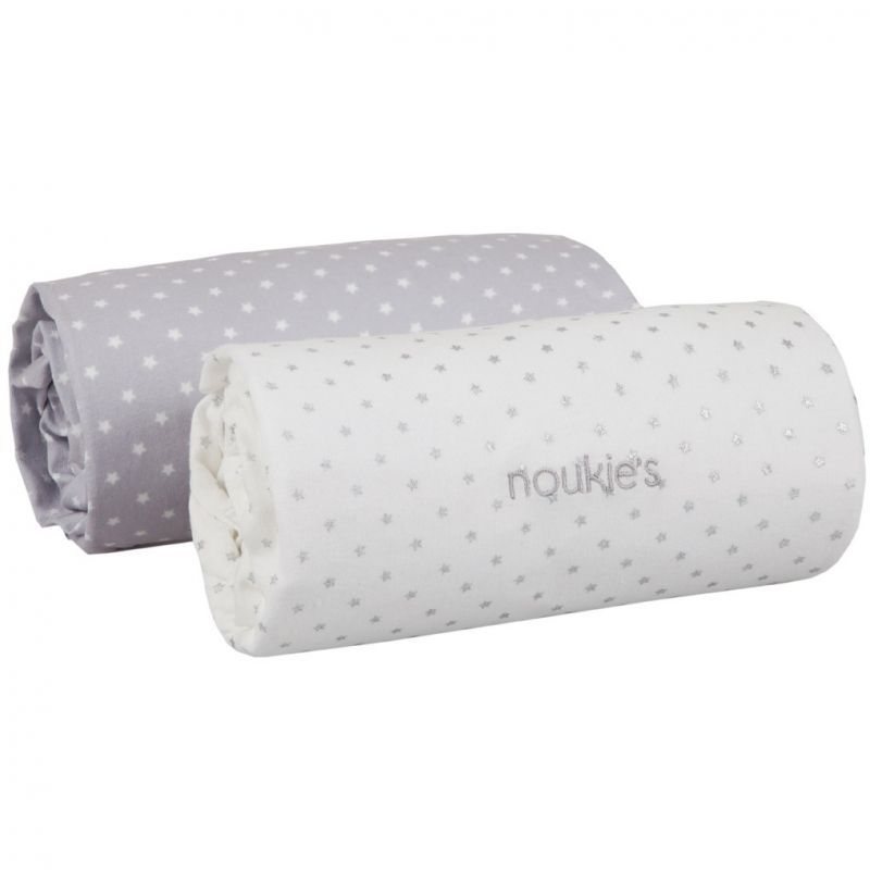 Lot de 2 draps housses gris Poudre d'étoiles (70 x 140 cm) Noukie's