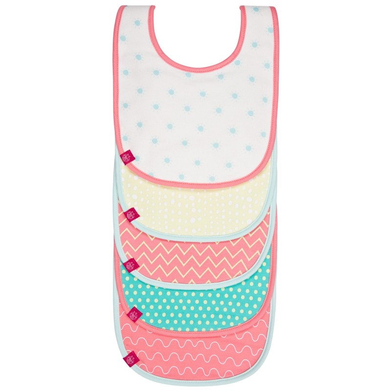 Lot de 5 bavoirs à velcro Rêve d'été rose et bleu Lässig