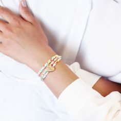 Bracelet cordon liberty Kids coeur personnalisable (plaqué or)