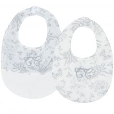 Lot de 2 bavoirs à pression Toile de Jouy gris - Tartine et Chocolat