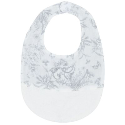 Bavoir à pression Toile de Jouy gris
