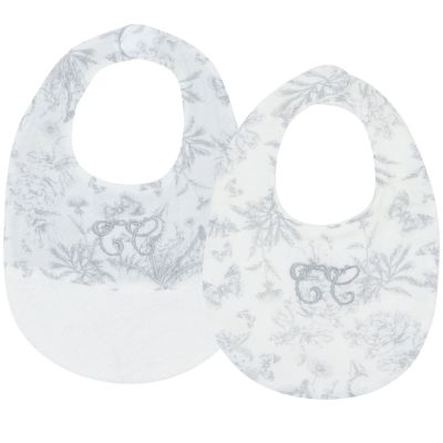 Lot de 2 bavoirs à pression Toile de Jouy gris Tartine et Chocolat