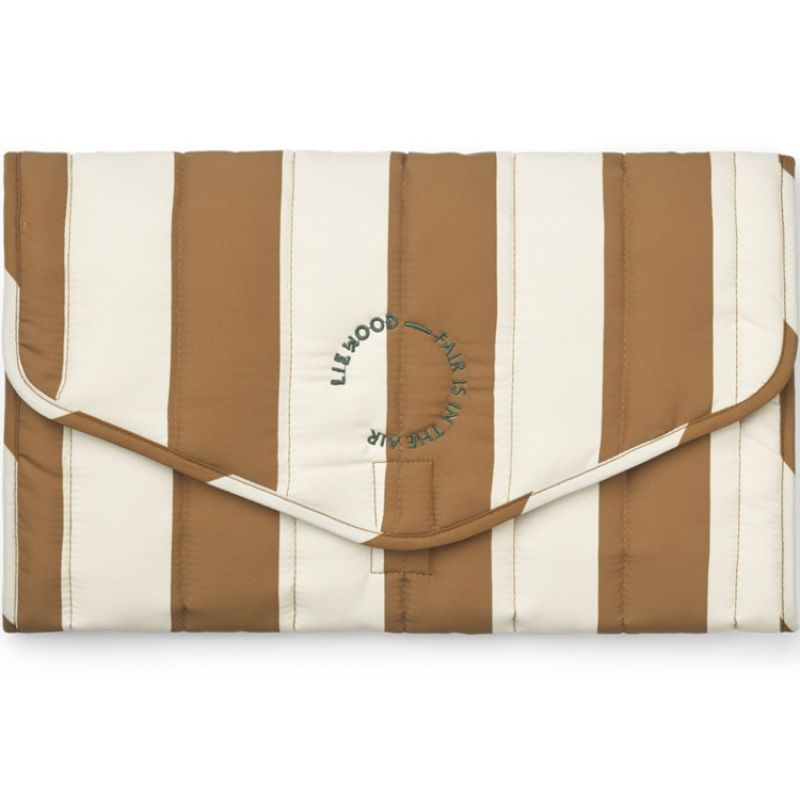 Tapis à langer pliable Isla Stripe golden caramel sandy Liewood
