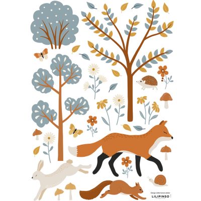 Planche de stickers A3 renard Woodland Animals  par Lilipinso