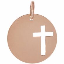 Médaille Léo croix ajourée personnalisable 16,5 mm (or rose 750°)  par Je t'Ador