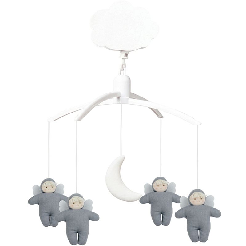 Mobile musical en lin Ange bleu gris Trousselier