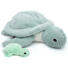 Peluche géante Les Ptipotos Sauvenou maman-bébé tortue menthe (49 cm) - Les Déglingos
