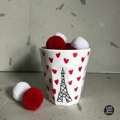 Gobelet Tour Eiffel picto cœurs