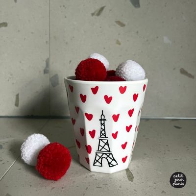 Gobelet Tour Eiffel picto cœurs