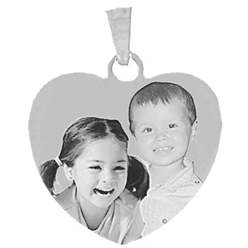 Pendentif grand coeur avec photogravure 1 à 3 visages (argent 925°) Louis de l'Ange