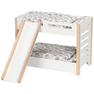 Lit de poupée superposé en bois avec toboggan