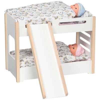 Lit de poupée superposé en bois avec toboggan