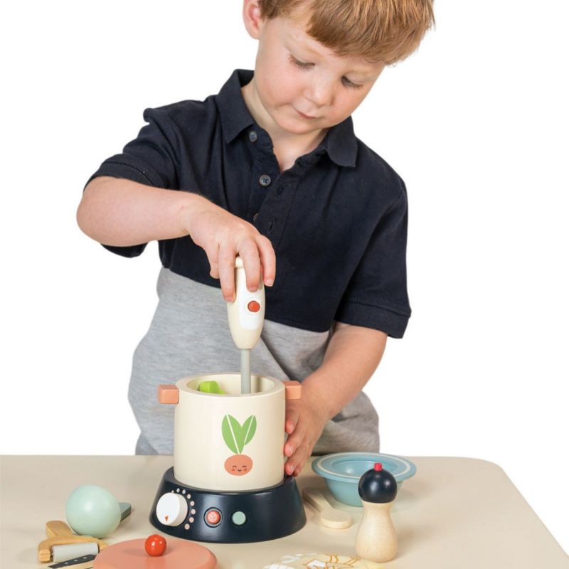 Robot soupe légumes et accessoires en bois Tender Leaf Ambiance 5