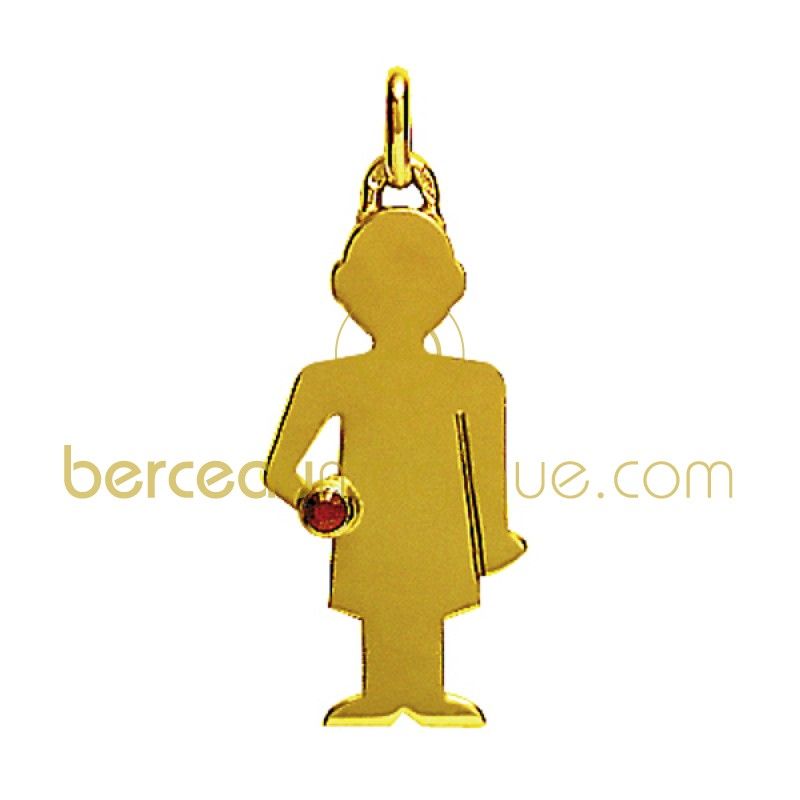 Pendentif petit trésor motif garçon avec saphir rose (or jaune) Maison Augis