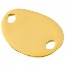 Bracelet empreinte gros galet 2 trous sur chaîne simple 18 cm (or jaune 750°)   par Les Empreintes