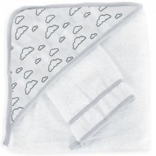 Cape de bain + gant nuage gris (70 x 70 cm)  par Trois Kilos Sept