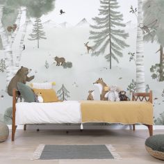 Sticker mural Koalas sur branche avec fleurs (118 x 54 cm)