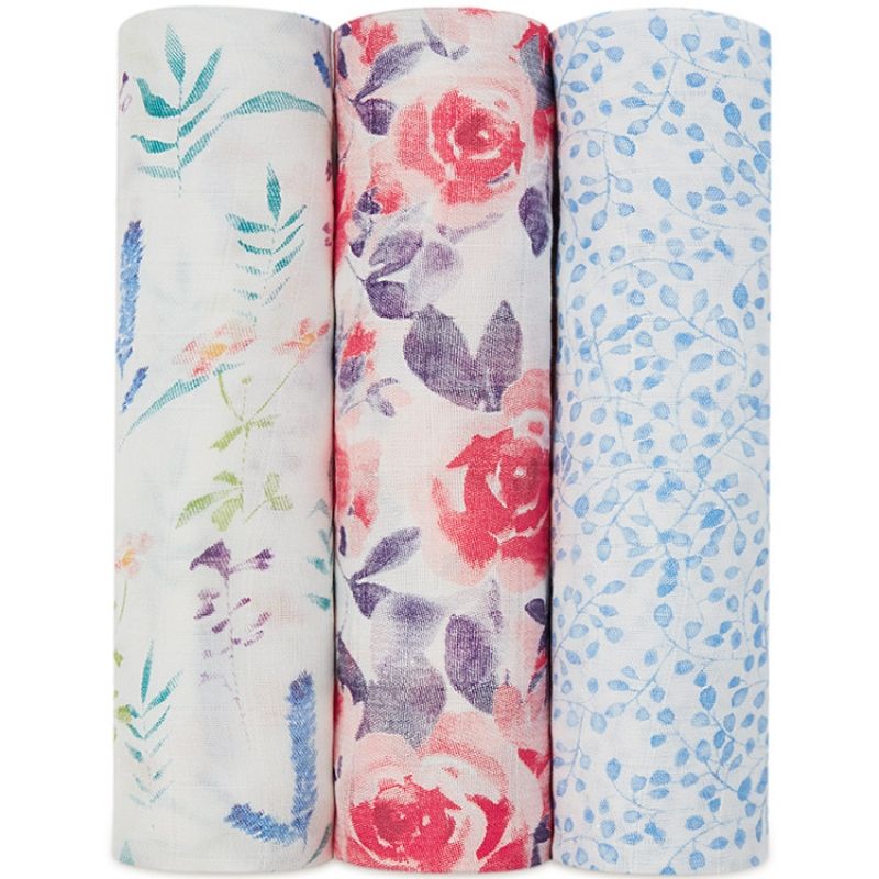 Lot de 3 maxi langes Silky Soft Watercolor Garden (120 x 120 cm) aden + anais