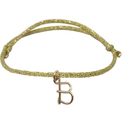 bracelet cordon paillette initiale goldfilled jaune (personnalisable)