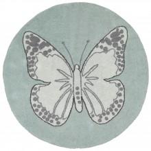 Tapis fille souple bleu Papillon (diamètre 160 cm)  par Lorena Canals