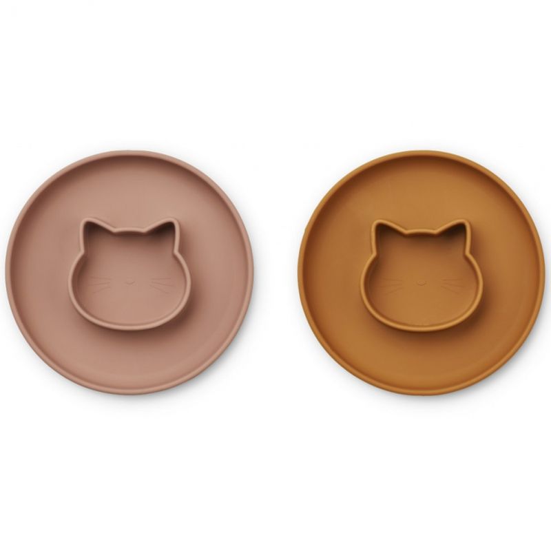 Lot de 2 assiettes à compartiments Gordon chat dark rose mustard mix Liewood
