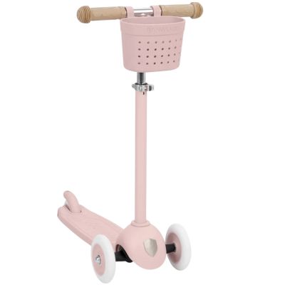 Trottinette ECO Faded Pink avec panier Pin & Ride Banwood