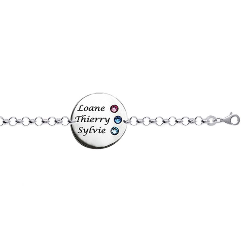 Bracelet jeton avec Swarovski (argent 925°) Louis de l'Ange