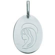 Médaille ovale Vierge dessinée 18 mm (argent 925°)  par Premiers Bijoux