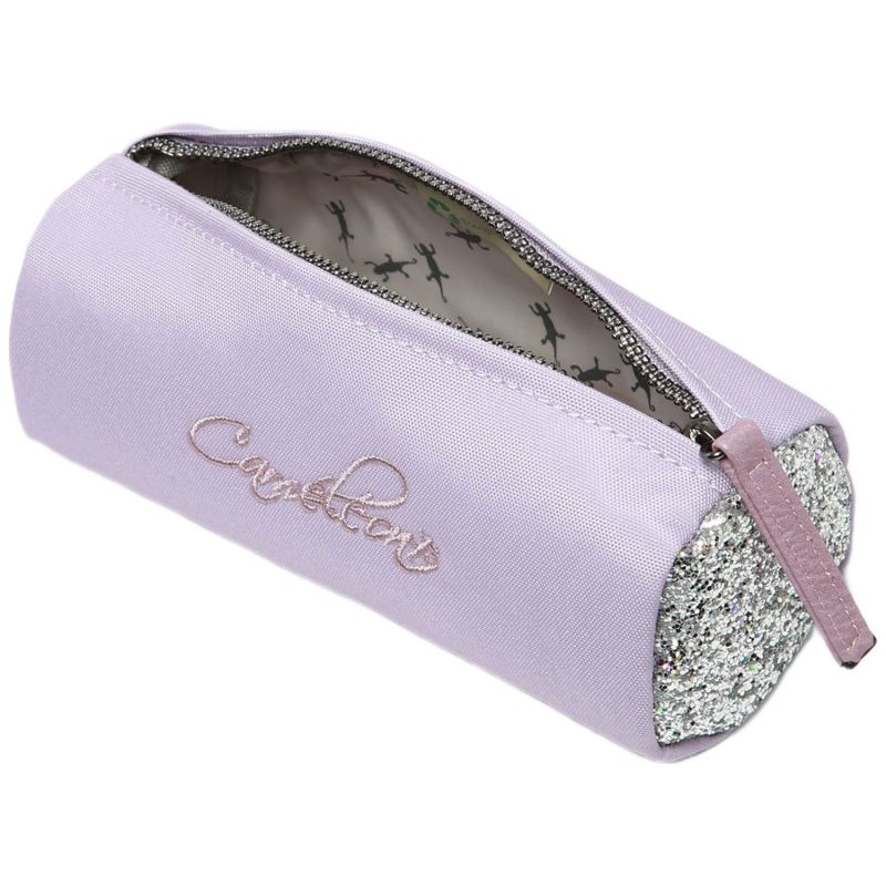 Trousse scolaire ronde Glossy Lila Caméléon Produit ouvert 3