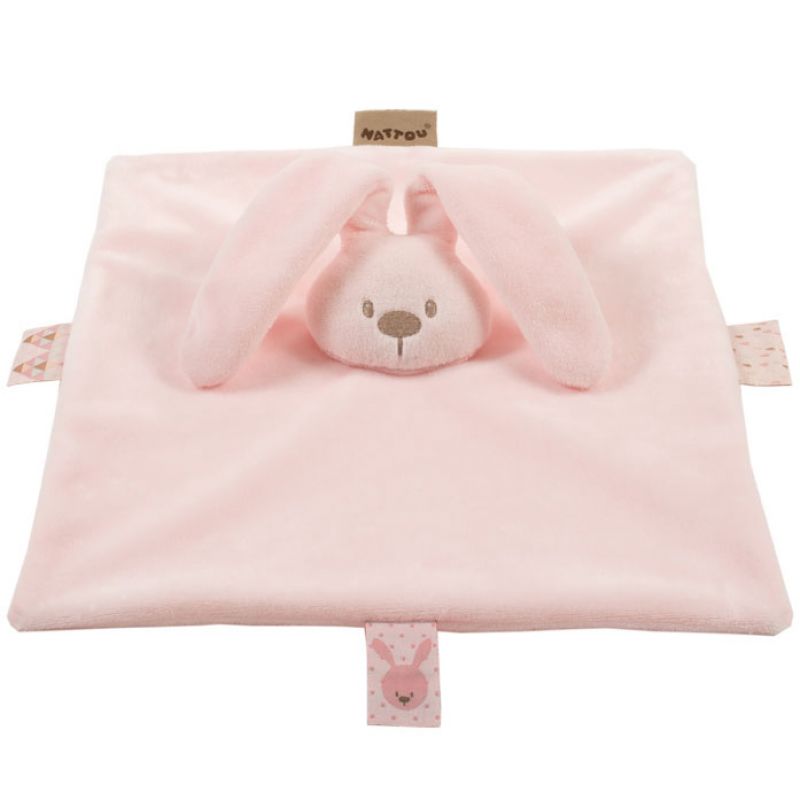 Doudou plat lapin Lapidou rose (26 x 26 cm) Nattou