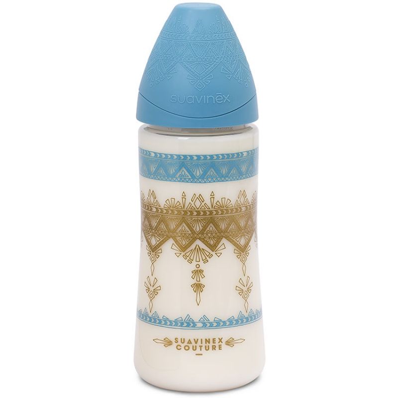 Biberon Couture Ethnic bleu et doré (360 ml) Suavinex