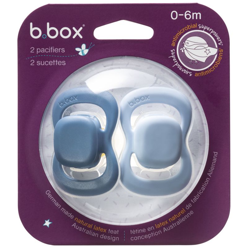 Lot de 2 sucettes symétriques en latex Ocean-Sky (0-6 mois) B.Box Packaging 9
