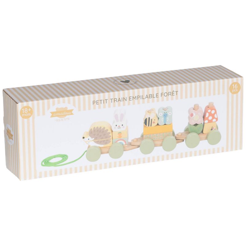 Petit train à empiler et tirer en bois Amadeus Les Petits Packaging 6