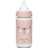 Biberon en verre Hygge Baby moustaches lapin rose (240 ml) - Suavinex