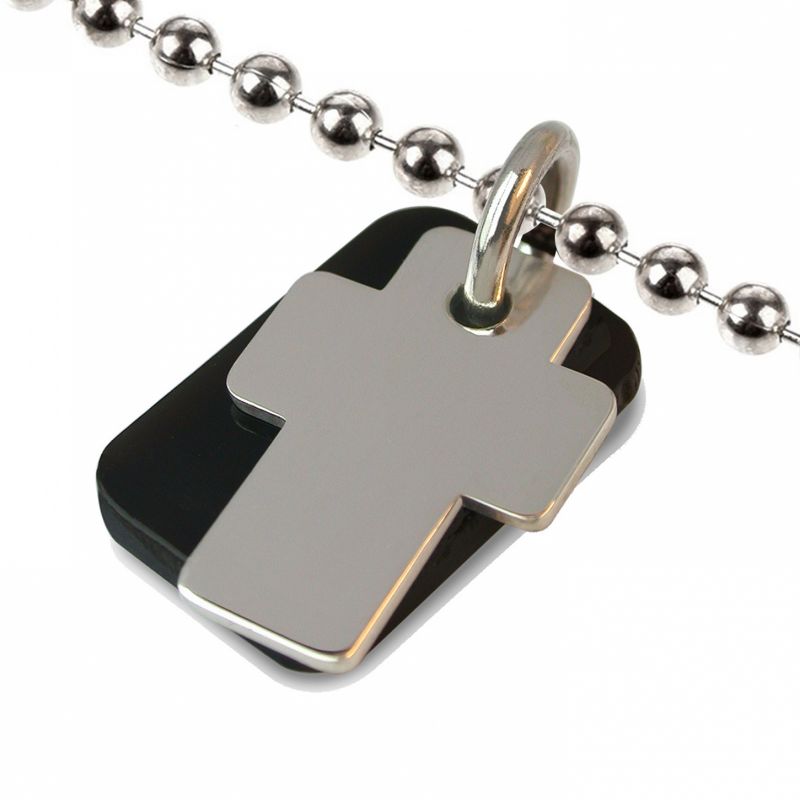 Collier sur chaîne boule Gospel plaque corne (argent 925°) Mikado