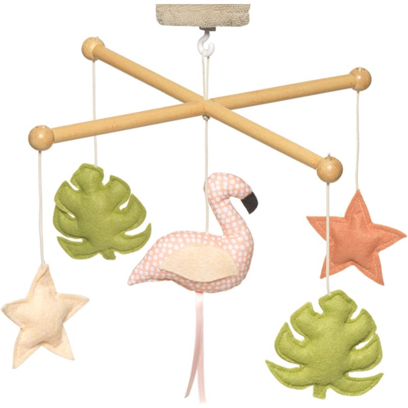 Mobile musical en bois flamant rose vert (mélodie au choix) Pouce et Lina