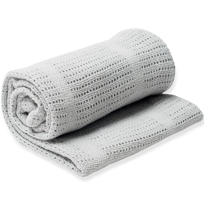 Couverture bébé tricot grise (80 x 100 cm) Lulujo