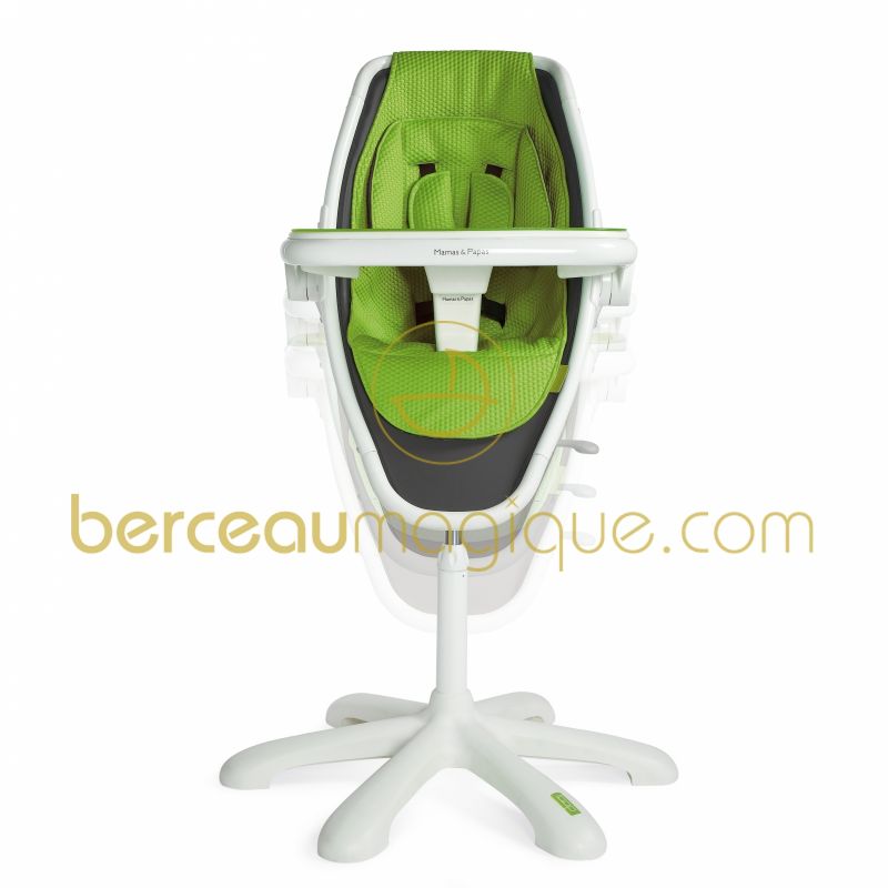 Chaise haute Loop assise verte - châssis blanc Mamas and Papas
