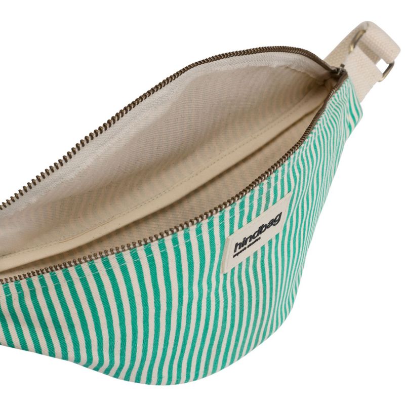 Sac banane Olivia Rayures Fines Vert Hindbag Produit ouvert 4