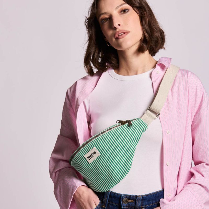 Sac banane Olivia Rayures Fines Vert Hindbag Ambiance 5