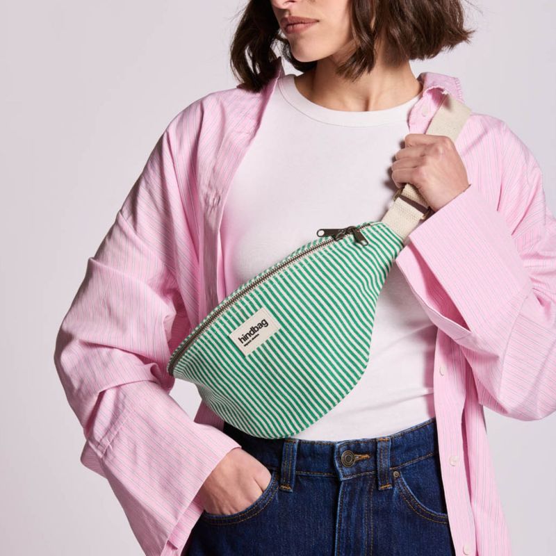 Sac banane Olivia Rayures Fines Vert Hindbag Ambiance 7