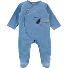 Pyjama chaud en velours Aston & Jack chien bleu (1 mois)  par Noukie's