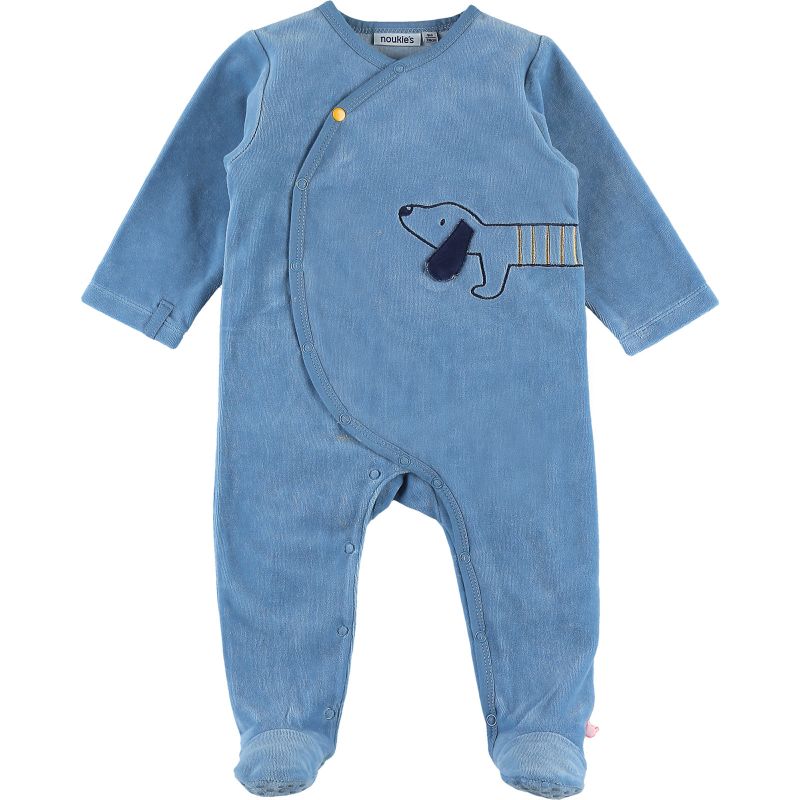 Pyjama chaud en velours Aston & Jack chien bleu (1 mois) Noukie's